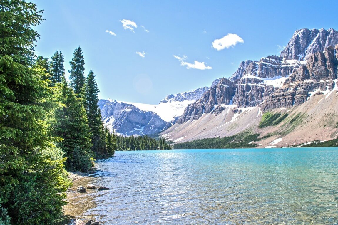 Alpine lake and snow-capped peaks in Klamath National Forest