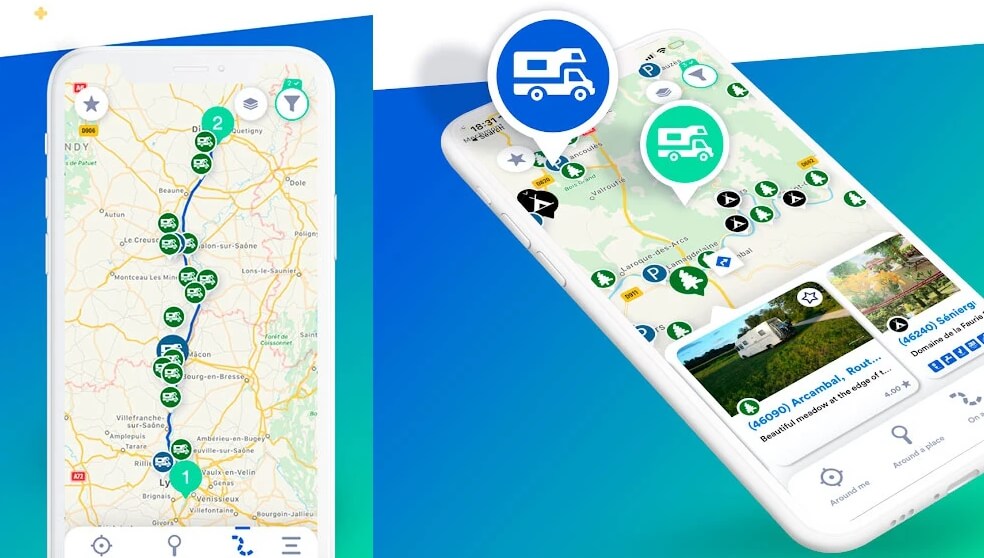 Itinerario y puntos de pernocta en la aplicación Park4Night