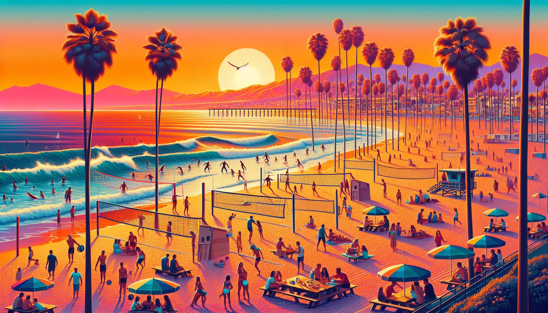 Top Strände in Los Angeles mit Surfern, Volleyball und Sonnenuntergang