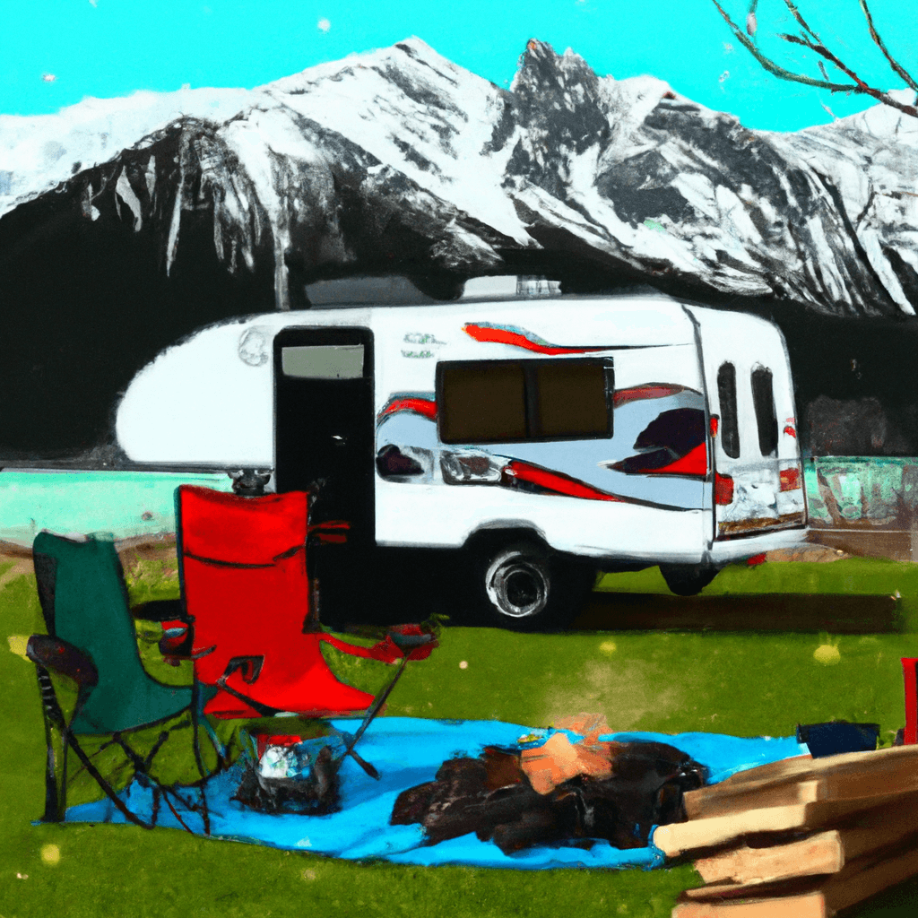 Camper junto a lago en montañas de Vancouver