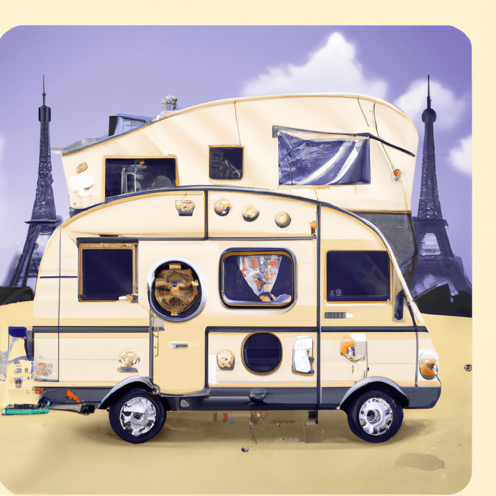Camper vicino all'iconica Torre Eiffel, fiume Senna, e persone che passeggiano