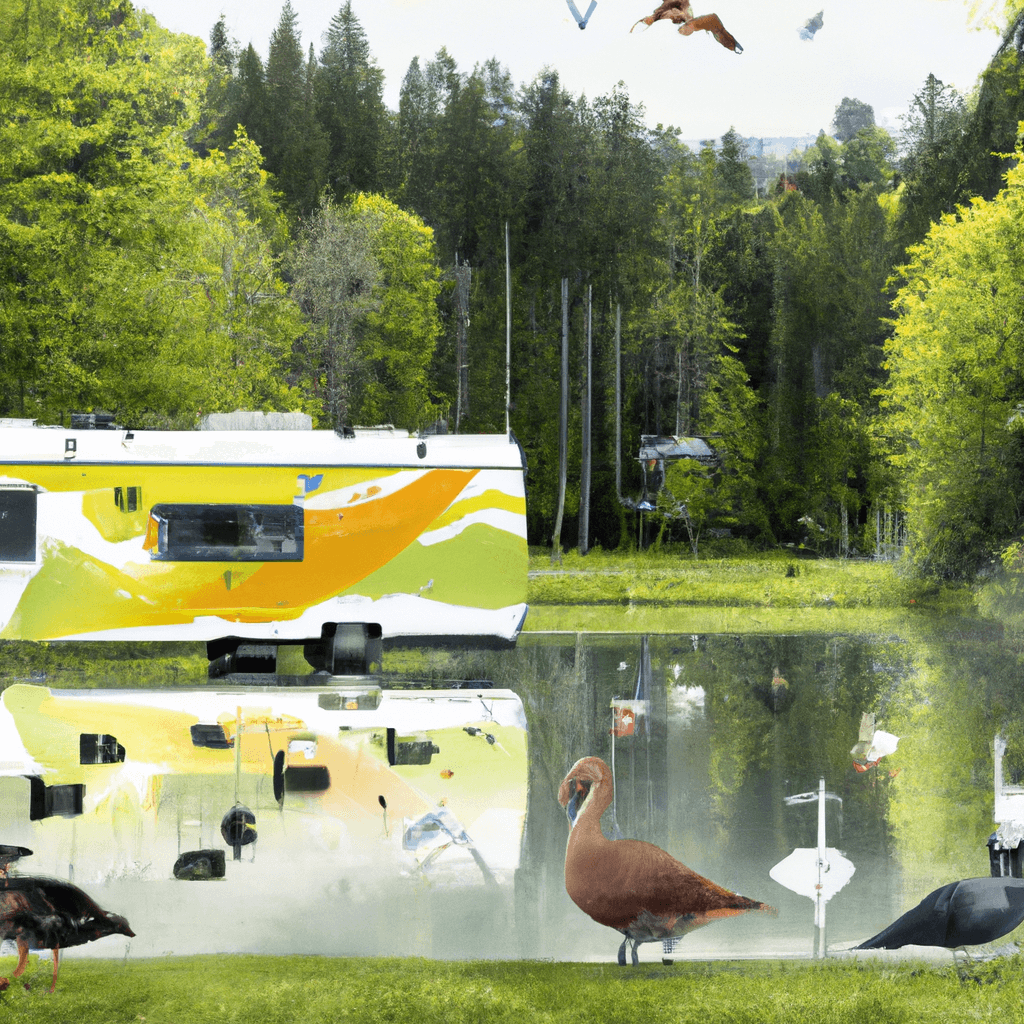 Autocaravana en Bad Waldsee, rodeada por naturaleza, lago y animales
