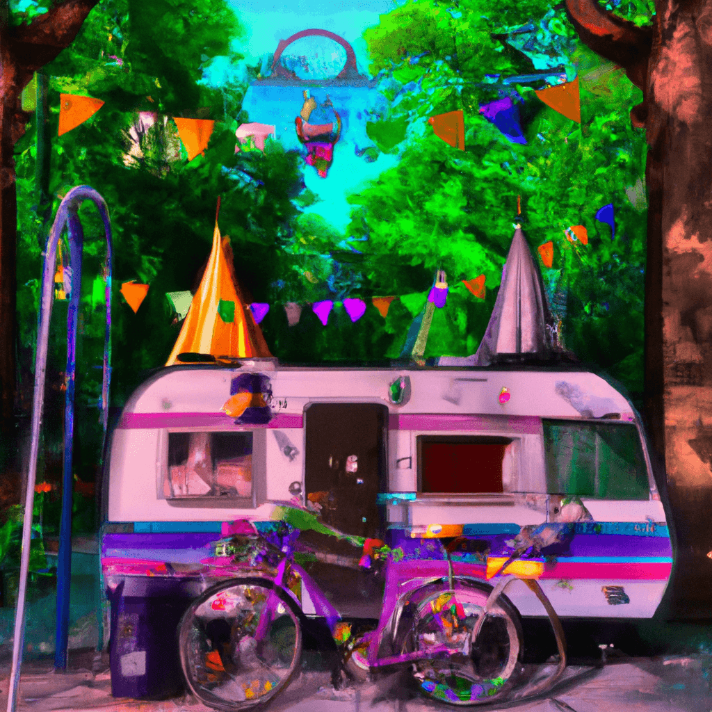 Camper bunt im Bremener Park, Marktplatz, Fahrräder, Picknick