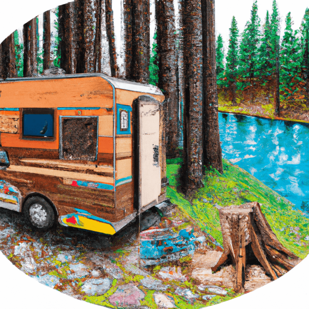 Campervan nestled by a Canadian lake, amidst wildlife and wilderness