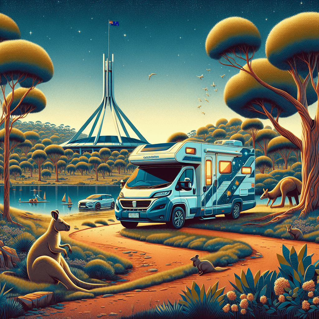 Gleeful campervan in Canberra, koala and kangaroo visible