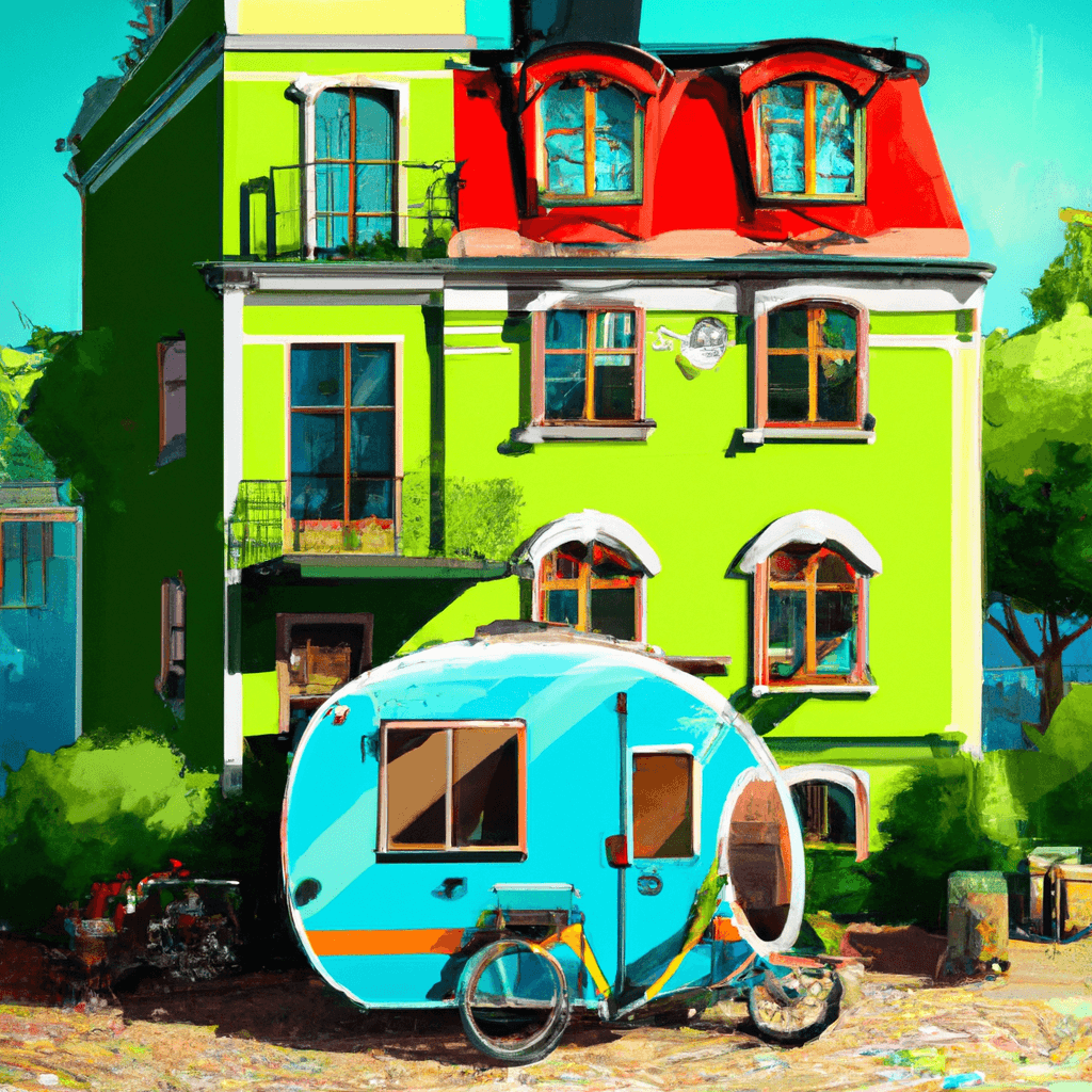 Caravana en Estocolmo con bicicletas y casas coloridas