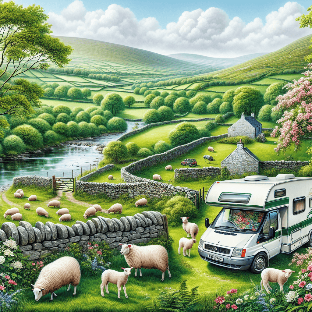 Campervan amidst Cork's lush greenery and gentle stream