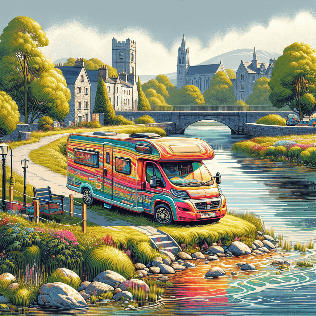Campervan near a serene river in lush Limerick scenery