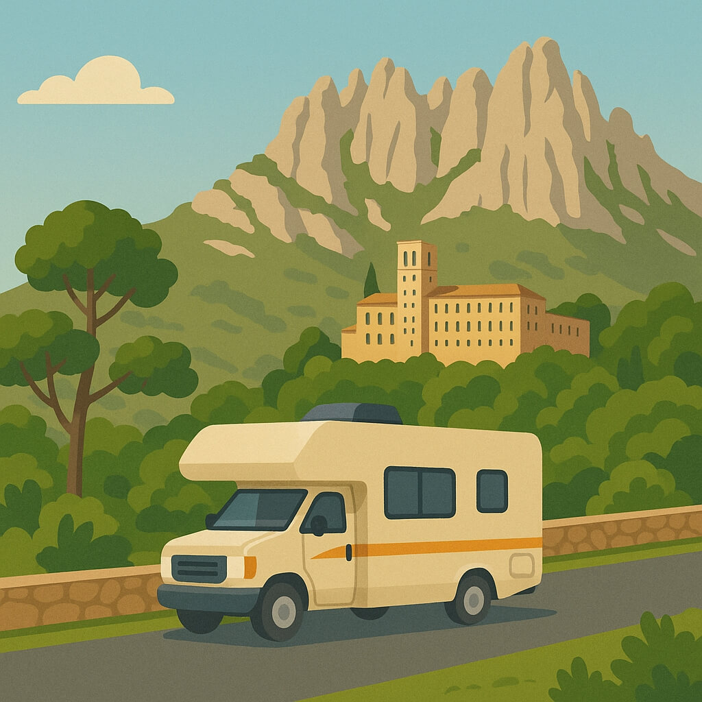 Autocaravana en Cataluña junto al monasterio de Montserrat