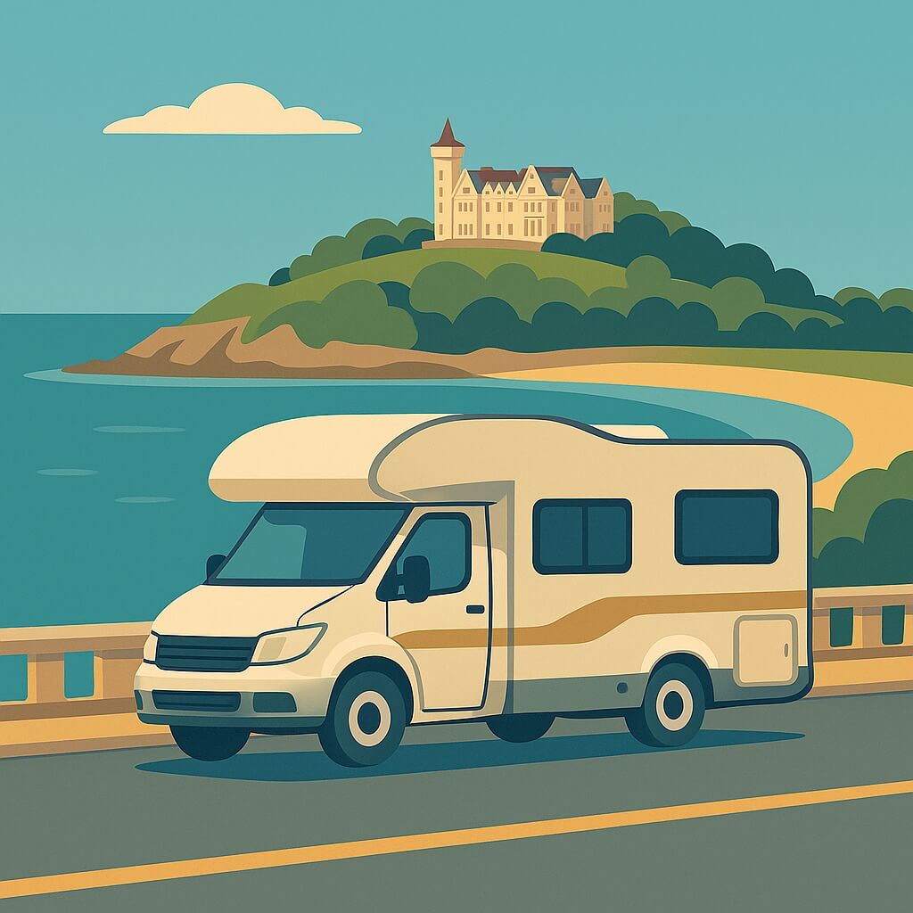 Autocaravana junto al mar frente al Palacio de la Magdalena
