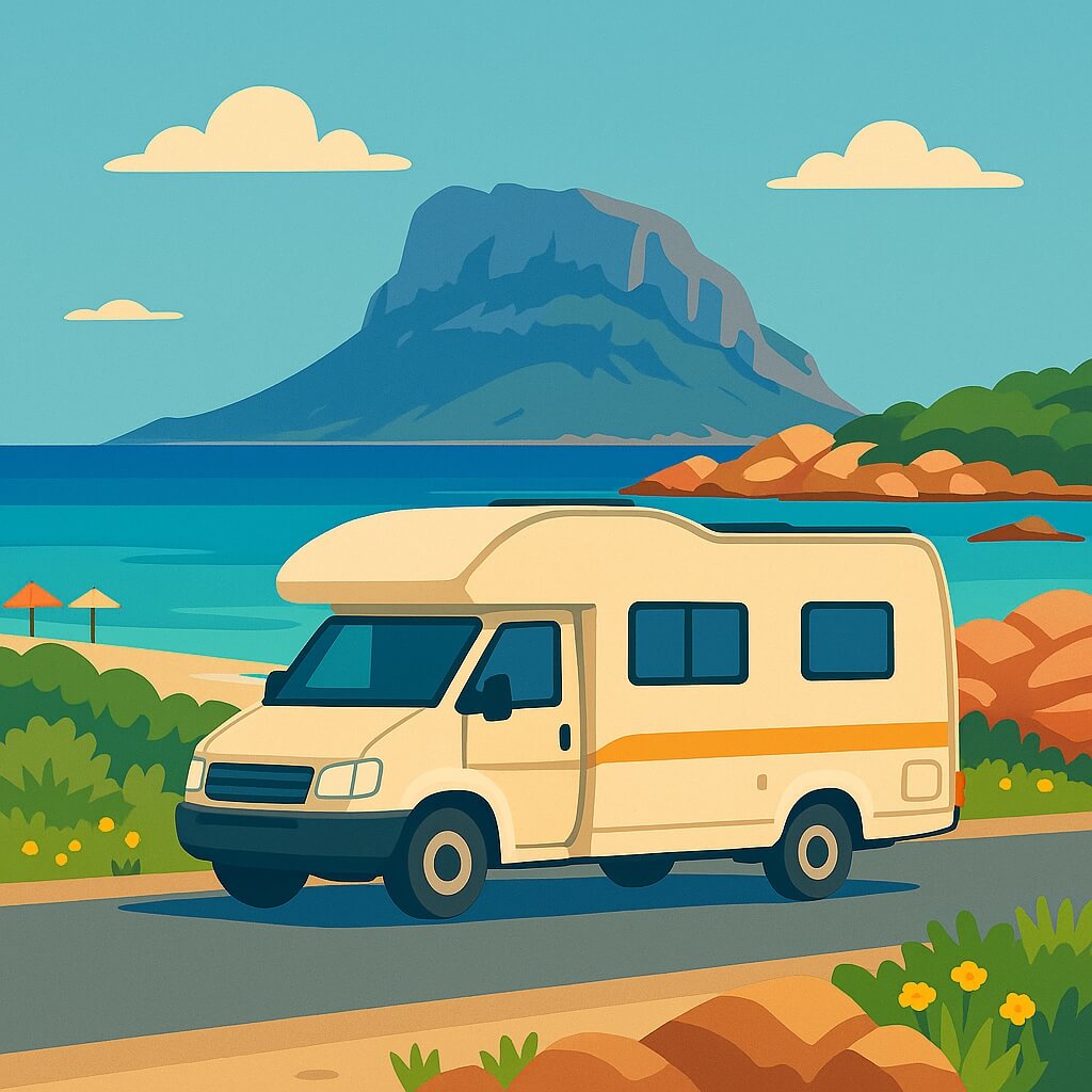 Camper sulla costa turchese vicino a Olbia