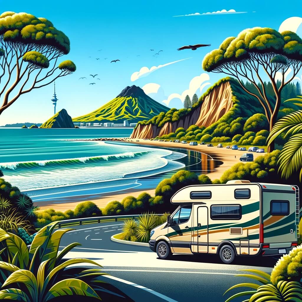 Campervan hired in Piha Beach Auckland