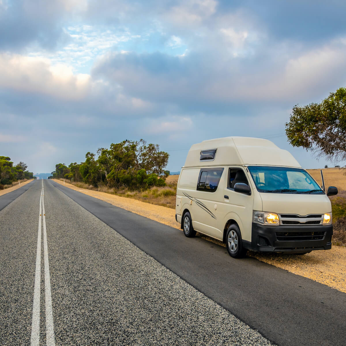 Campervan traveling on Australia road