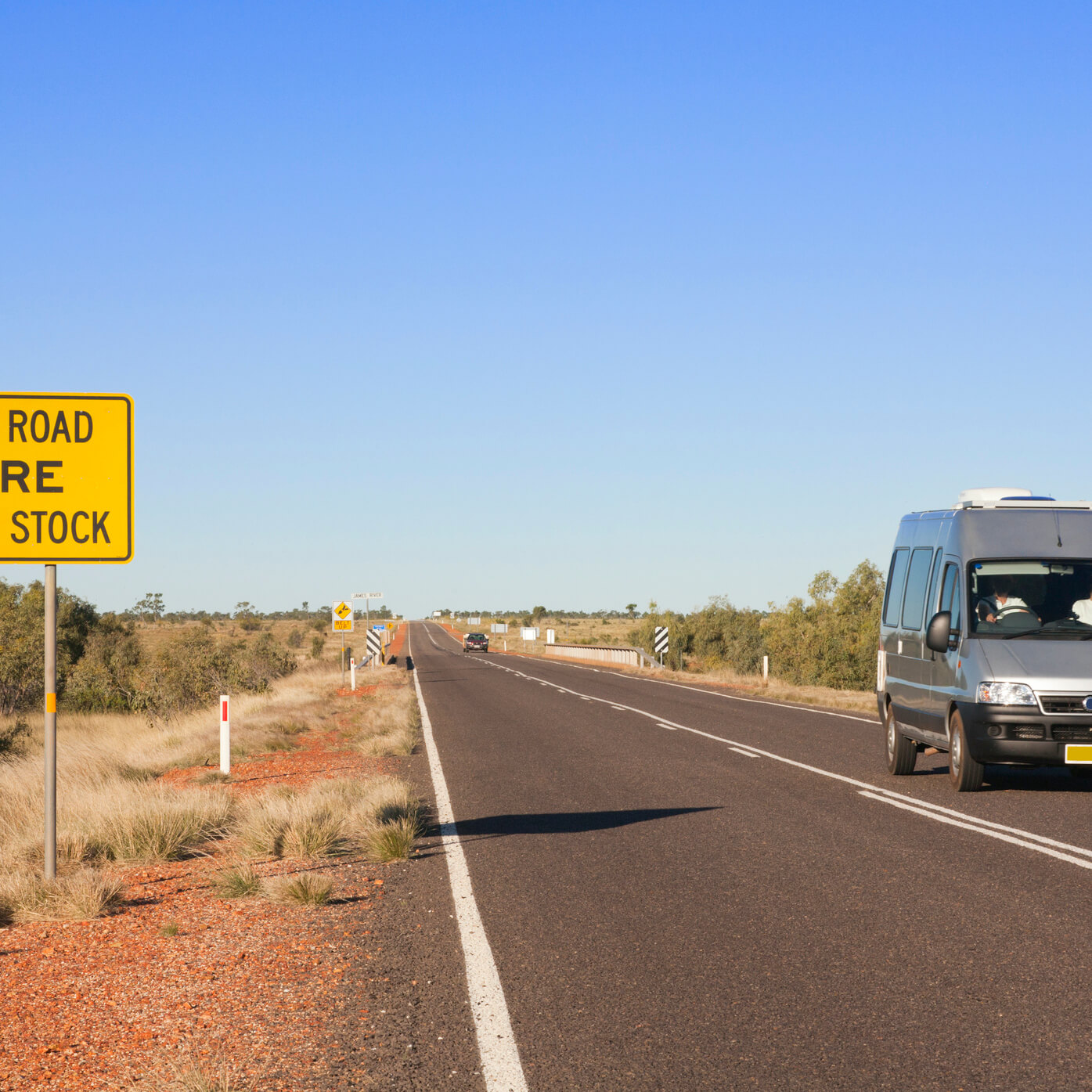Gray Campervan traveling in Australia