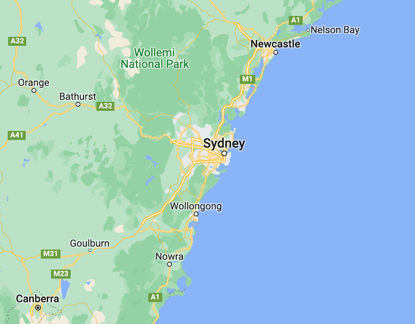 main roads near Sydney Canberra Newcastle