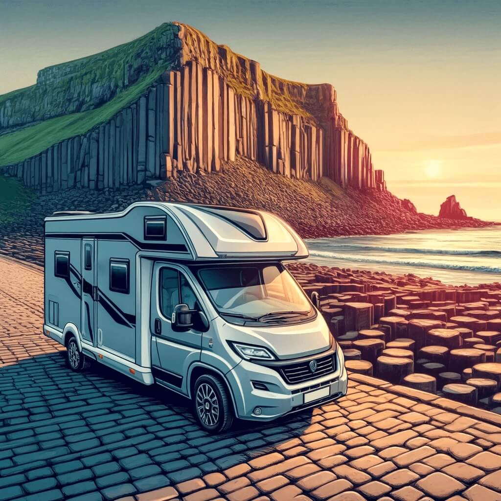 Modernes Wohnmobil an den Cliffs of Moher, Irland, mit Blick auf den Atlantik