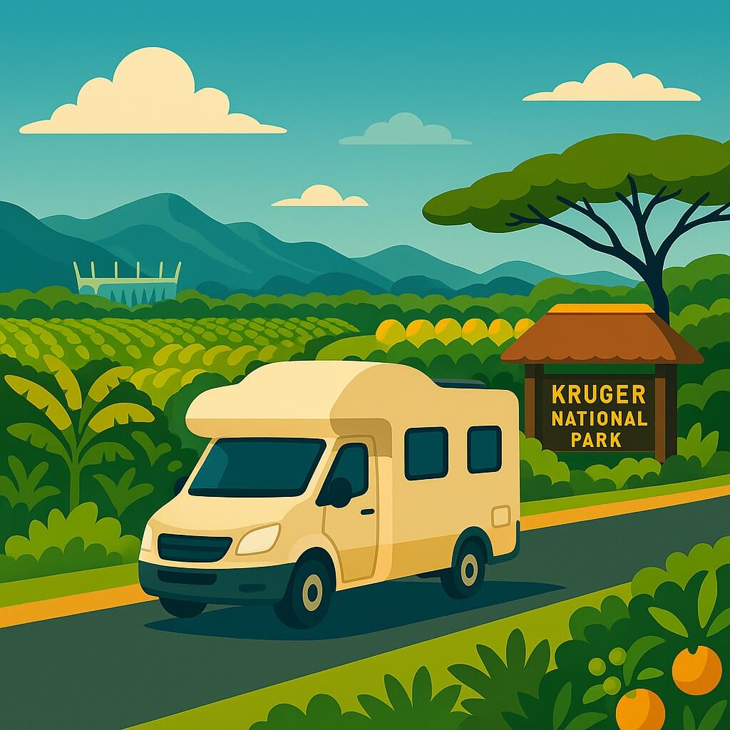 Motorhome from Nelspruit to Kruger National Park, South Africa.