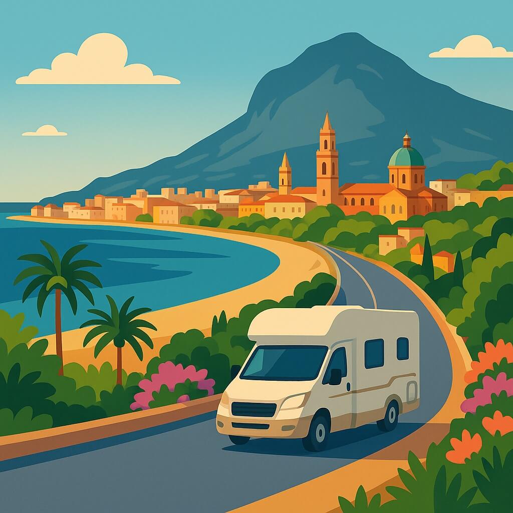 Camper sulla costa di Palermo tra mare e montagne d’Italia.