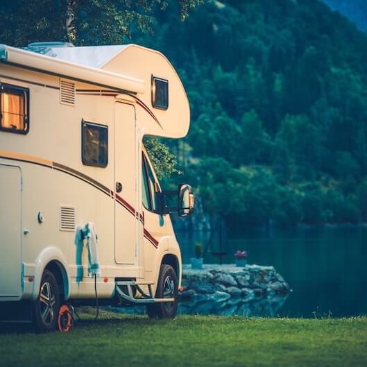 motorhome in a lake in portugal