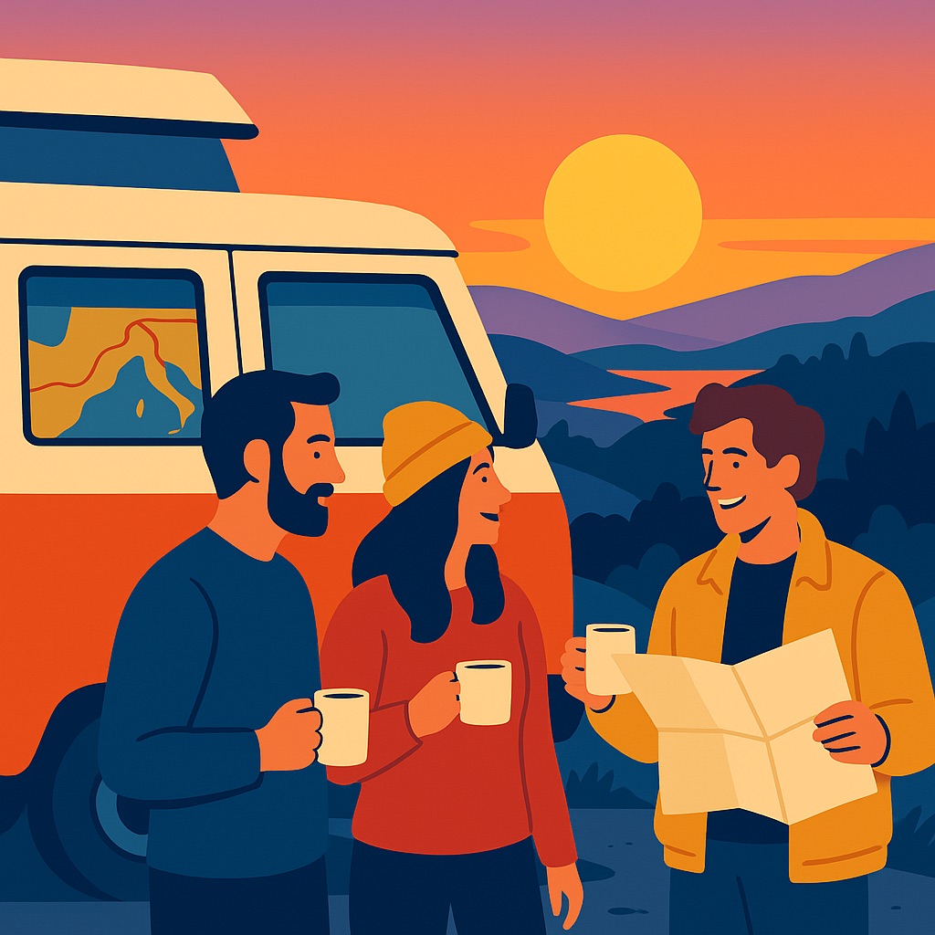 Motorhomeland team by a campervan